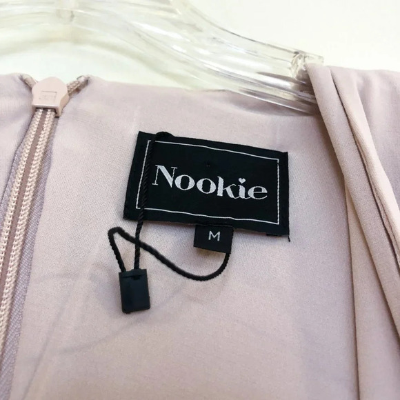 Nookie Revolve Cutout Long Sleeve Going Out Cream Blush Bodycon Mini Dress M - Picture 5 of 9